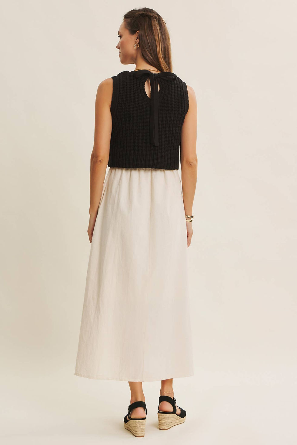 Thumbnail: TRUE CUSTOMER FAVORITE CHUNKY SWEATER TWOFER MIDI DRESS: ICE PEACH