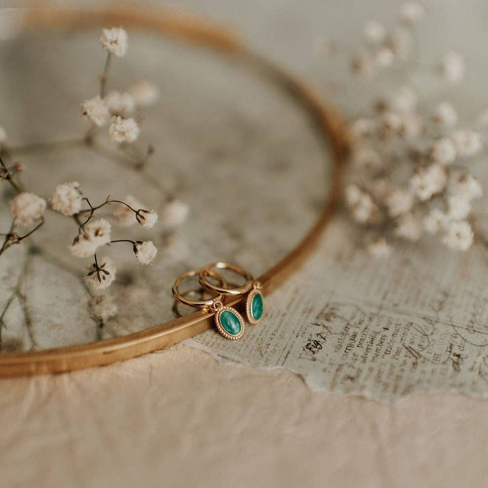 Thumbnail: Riley Turquoise Hoops: Gold