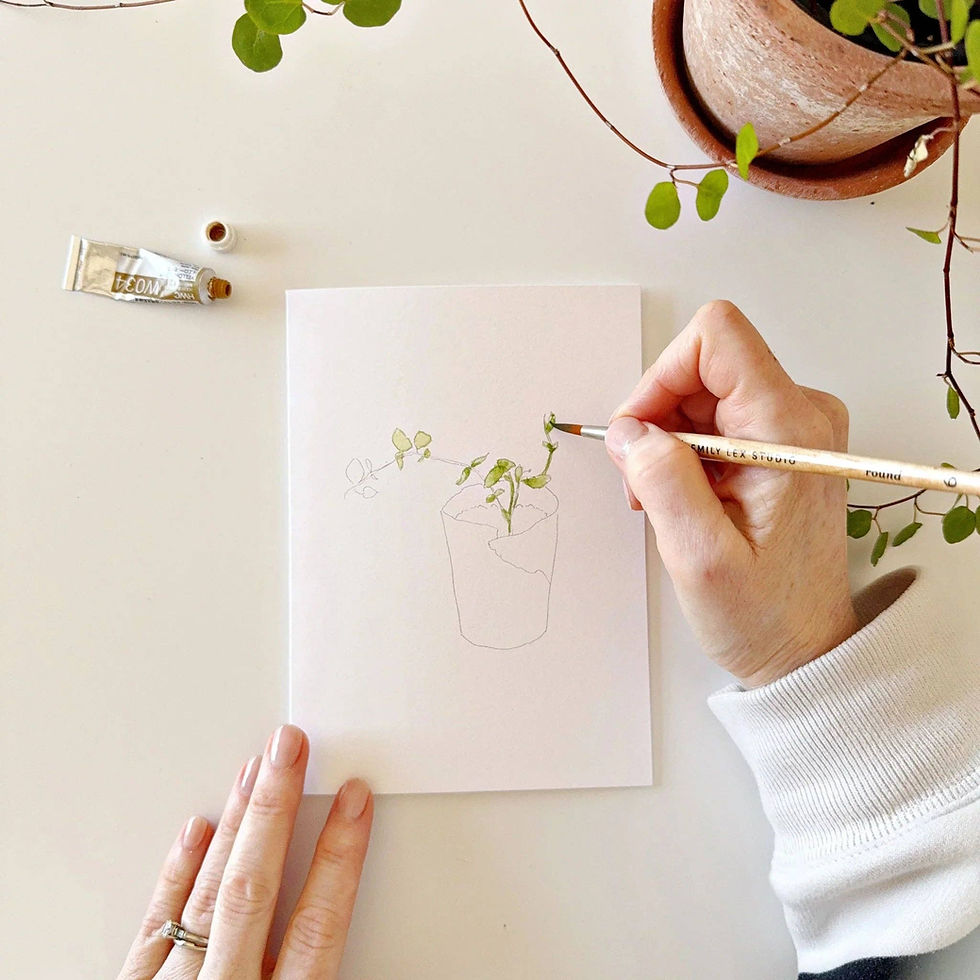 Thumbnail: Potted plants paintable watercolor notecard set