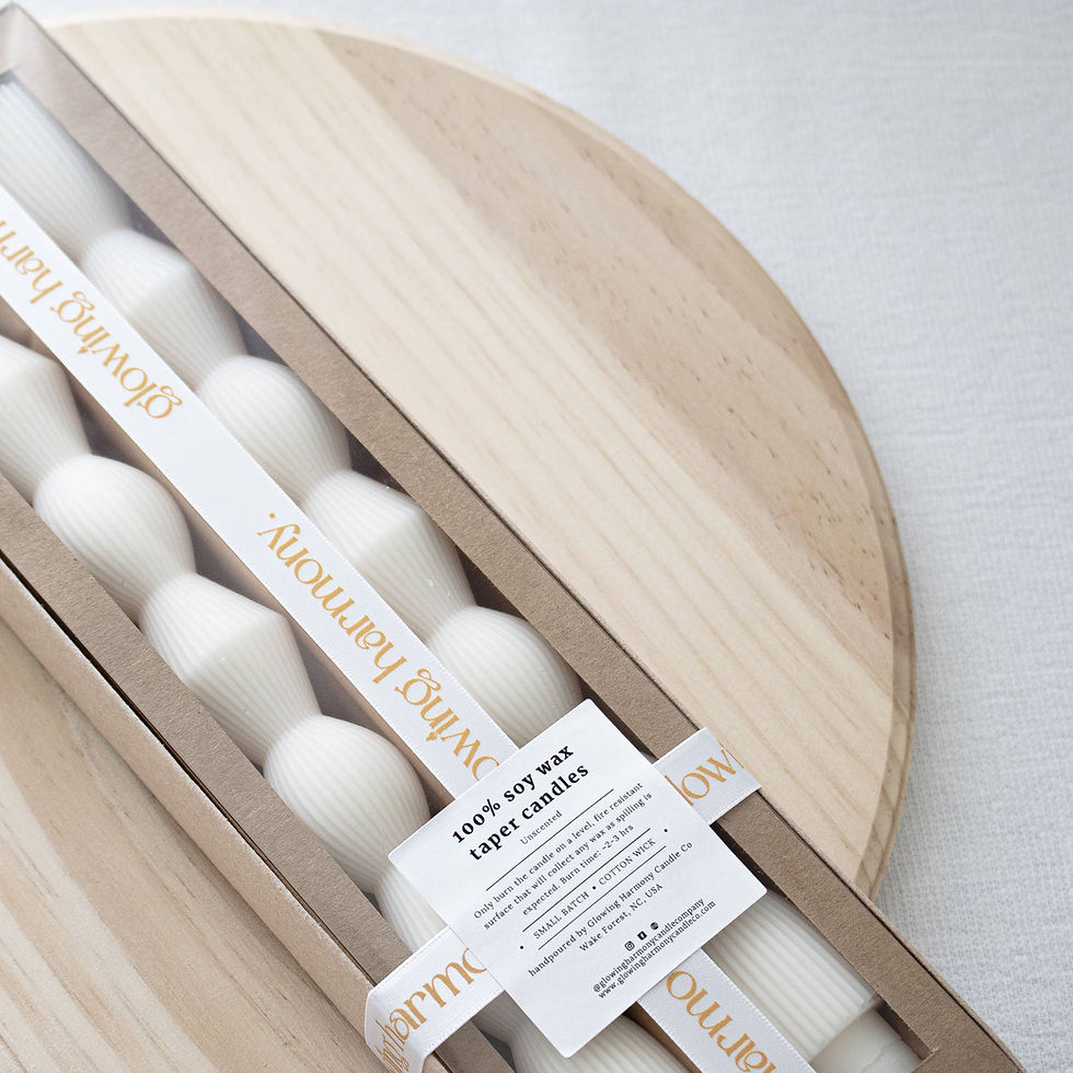 Thumbnail: Ribbed Hourglass Taper Candles- Set of two