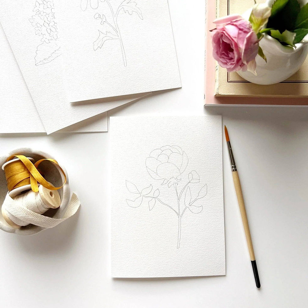 Thumbnail: Garden flowers paintable watercolor notecard set