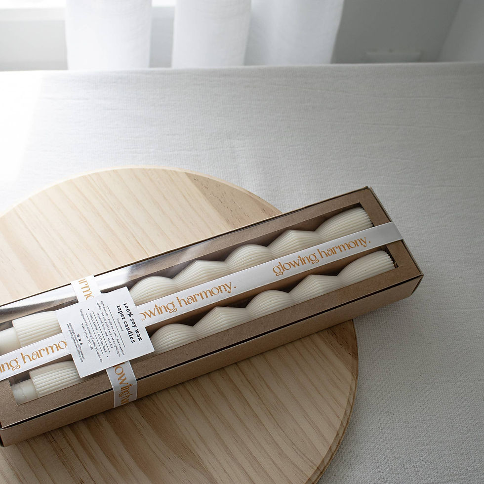 Thumbnail: Ribbed Hourglass Taper Candles- Set of two