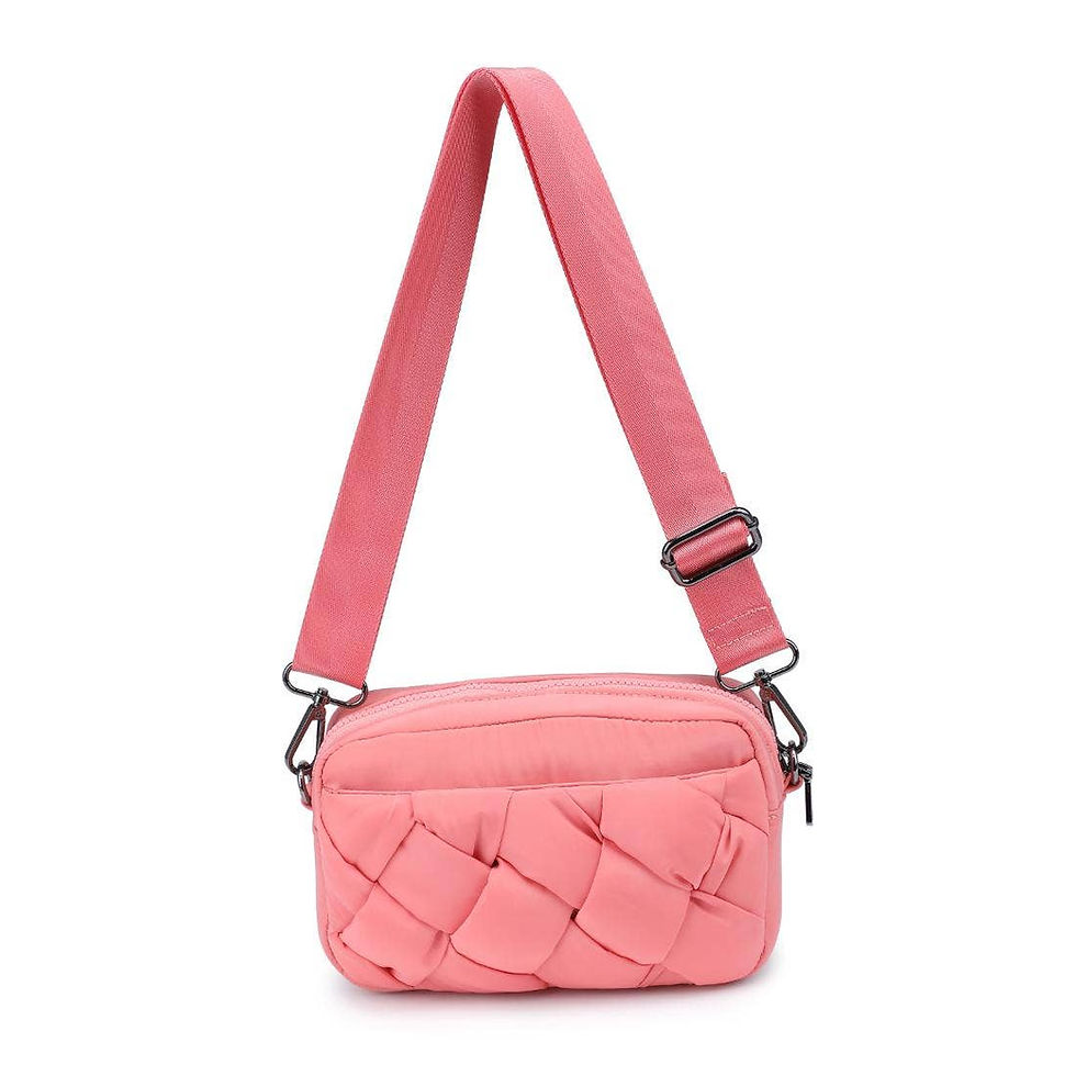 Thumbnail: Inspiration - Braided Woven Nylon Crossbody: Cream