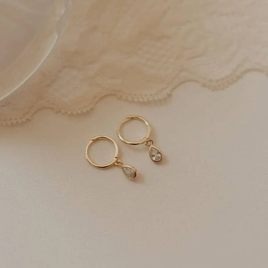 April Raindrop Dangle Hoops: Gold