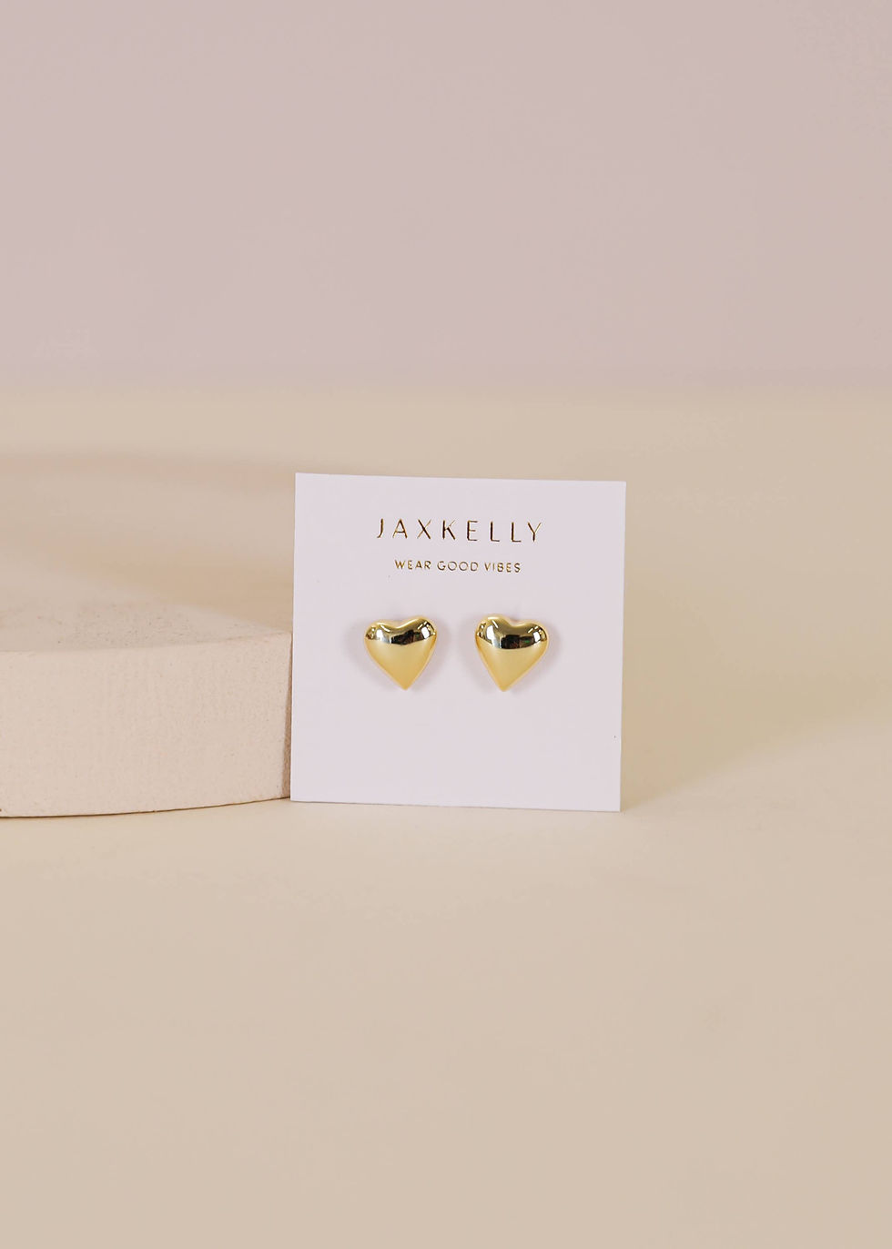 Thumbnail: Puffed Gold Heart Earrings