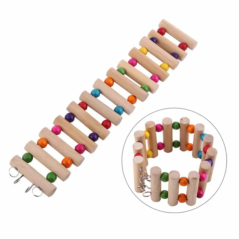 Wooden Hamster Climbing Stairs Parrot Hamster Play Toys Guinea Pig Chinchilla Se