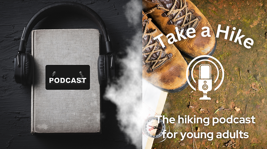 Thumbnail of podcast episode containing podcast title, episode title and an image of hiking apparatus.