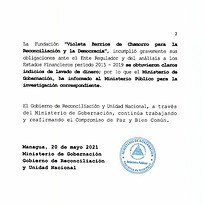 Nota de Prensa del Ministerio de Gobernación anunciando las primeras citatorias