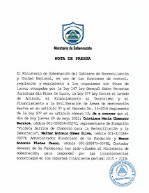 Nota de Prensa del Ministerio de Gobernación anunciando las primeras citatorias