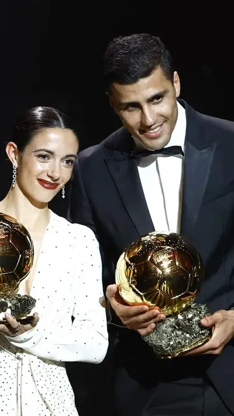 Los españoles "Rodri" Hernández y Aitana Bonmatí ganan el Balón de Oro, y el Real Madrid planta a la ceremonia por ello