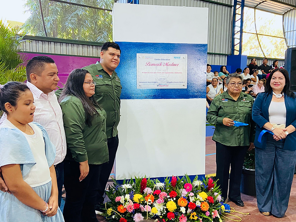 Colegio "Bismarck Martínez" en Jinotepe, Carazo, inaugurado por el Ministerio de Educación sandinista el lunes 18 de agosto de 2025 en el confiscado Centro San José | Fotografía cortesía
