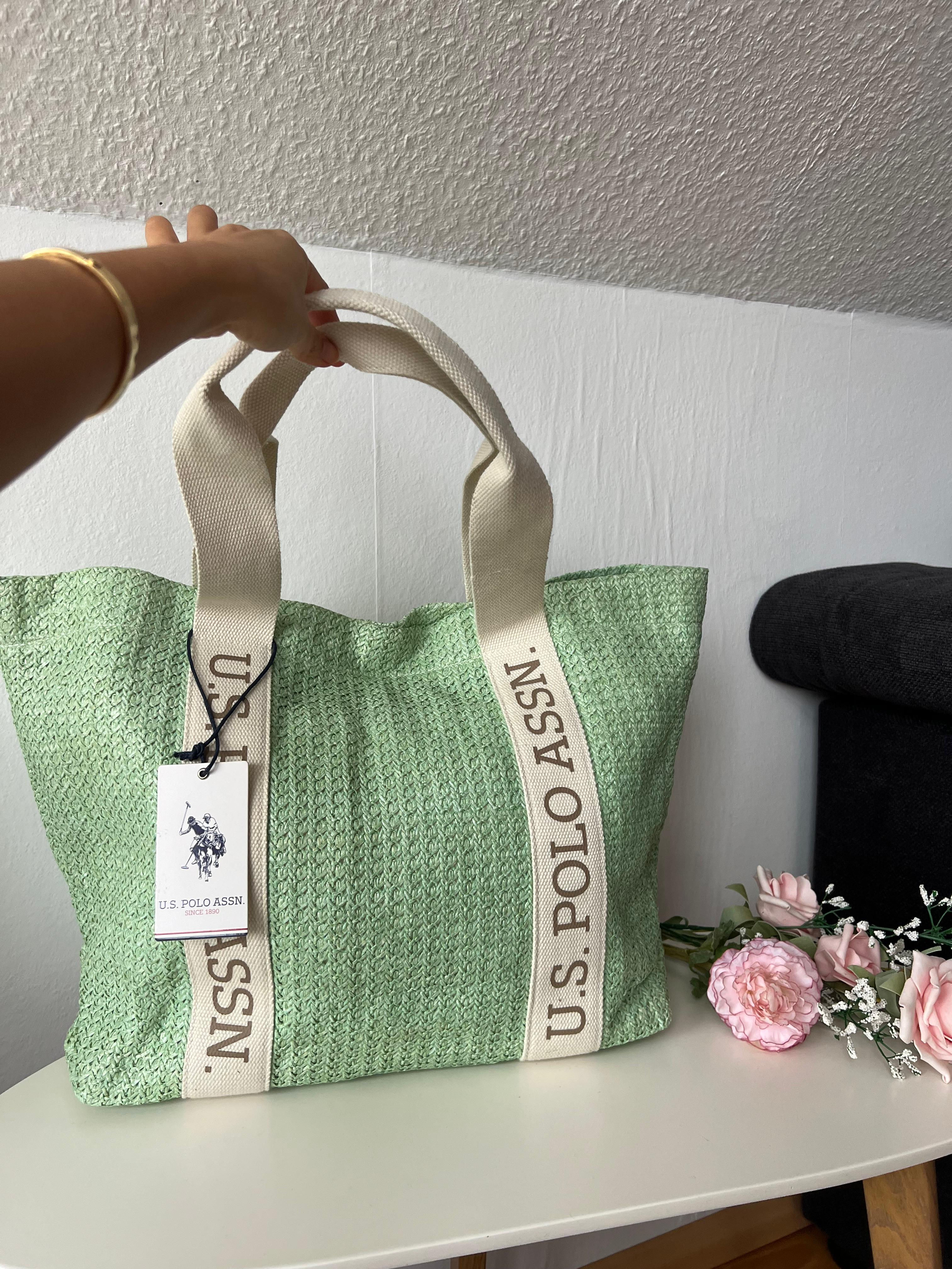 U.S. Polo Assn. Green Woven Tote Bag