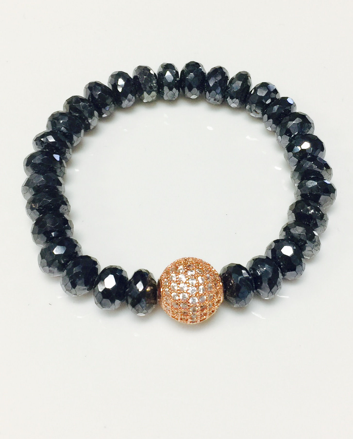 Mystic Black Spinel and Rosegold Bead Bracelet