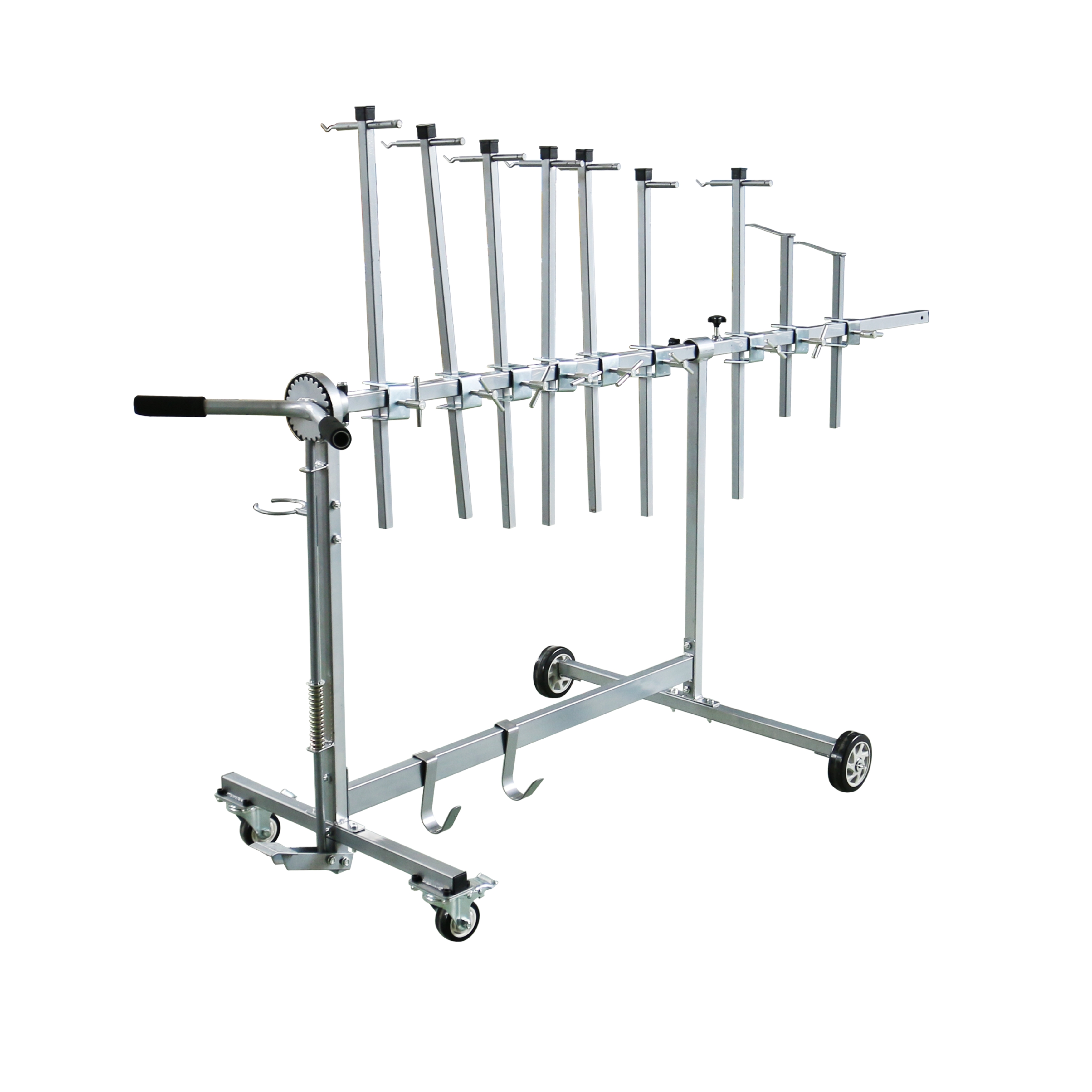 Mobile rotating paint stand for panel preparation, spraying and bodyshop refinishing work.