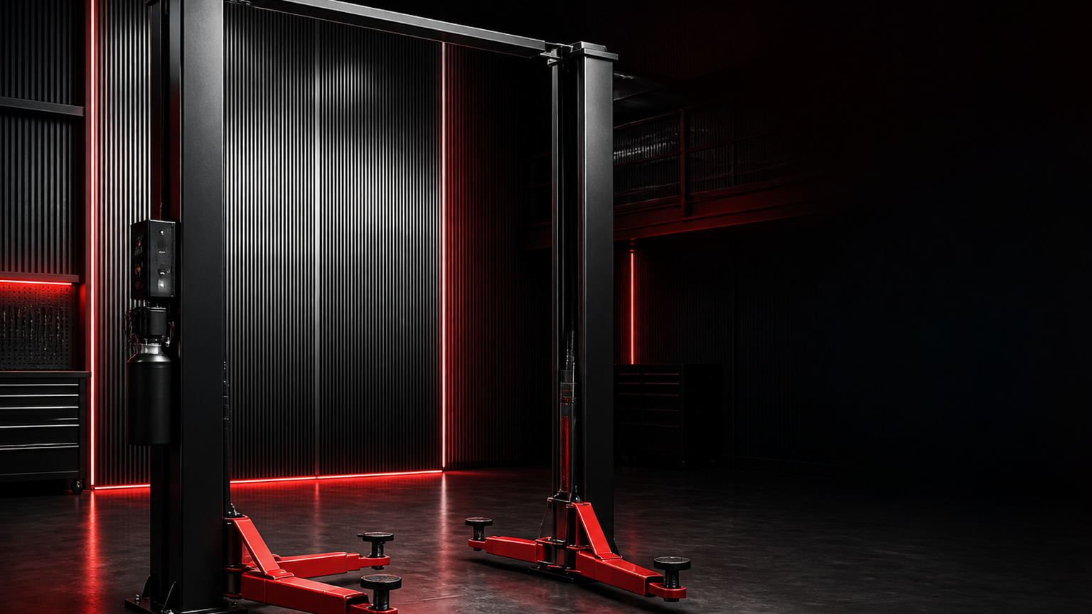 Professional two-post hoists for workshops, garages and service centres, including baseplate and clear-floor models.