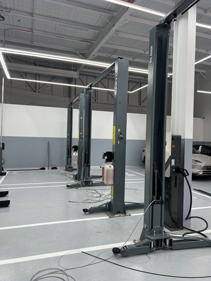 Two-post vehicle hoists installed at the BYD Castle Hill workshop