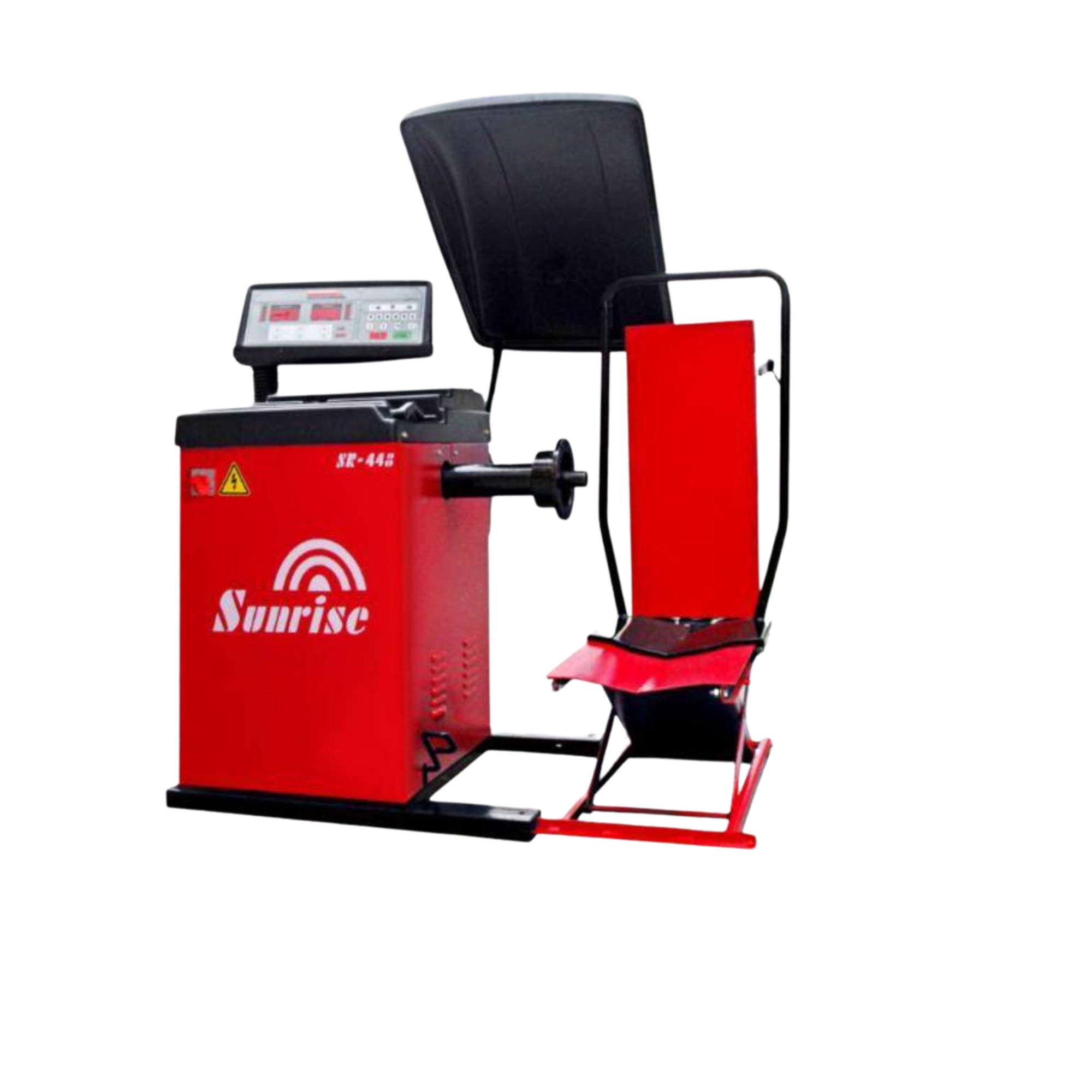 Truck and bus wheel balancer for commercial tyre service and heavy-duty workshop applications.