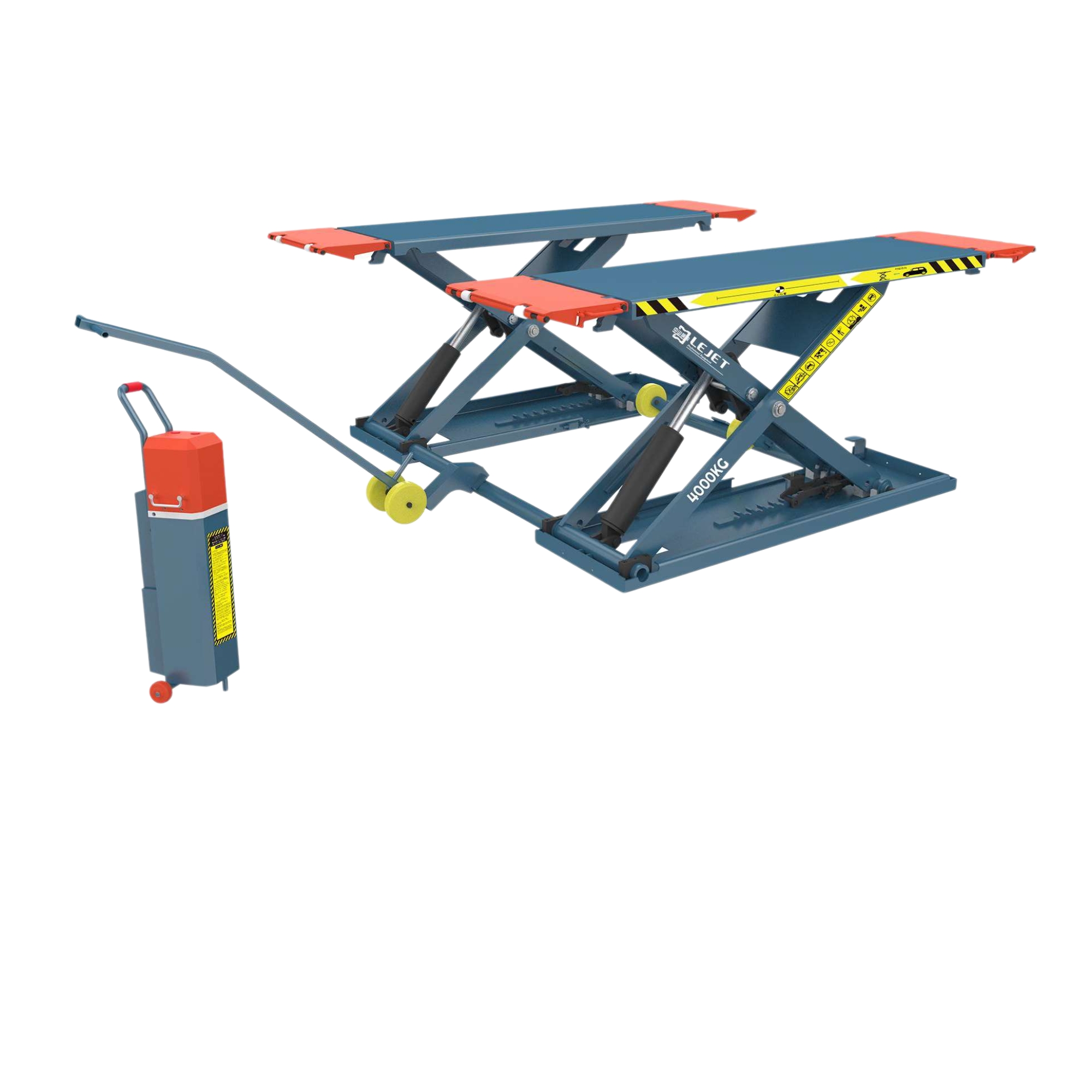 4T 1.2 metre mid-rise scissor lift for heavier vehicles and practical workshop service access.