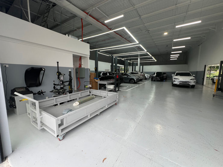 Workshop equipment installation area at BYD Castle Hill