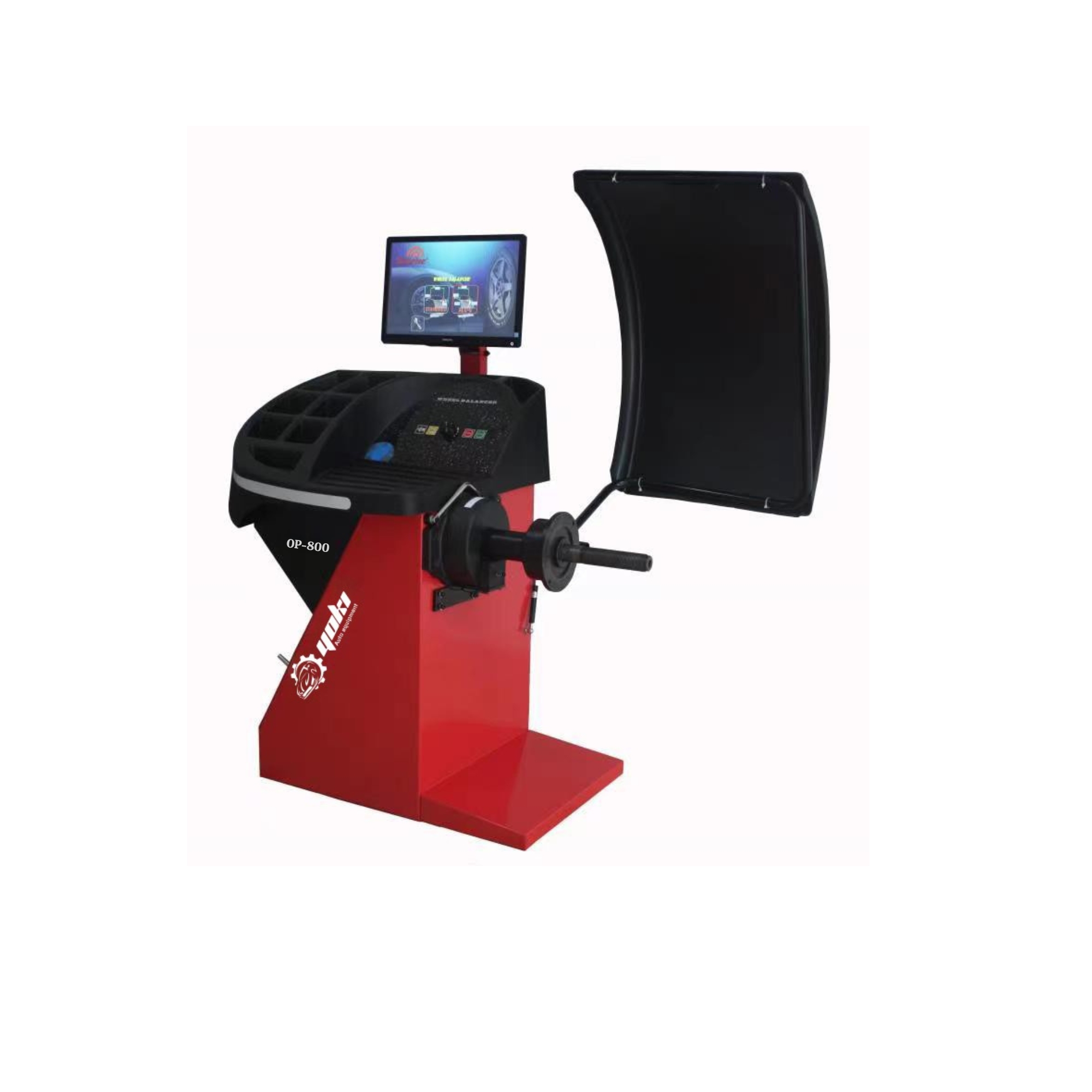 Automatic digital-display wheel balancer for faster passenger wheel balancing workflow.