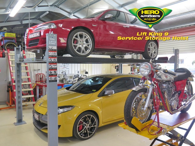 4T standard-size four post lift for vehicle storage, servicing and domestic or light commercial workshop applications.