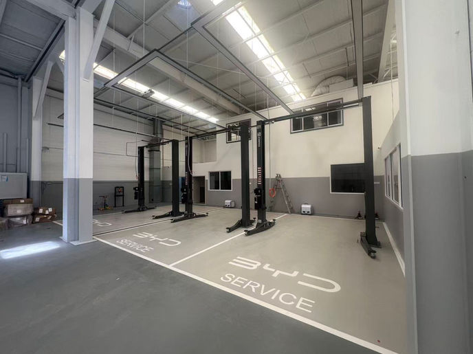 Completed vehicle service bays at BYD Five Dock