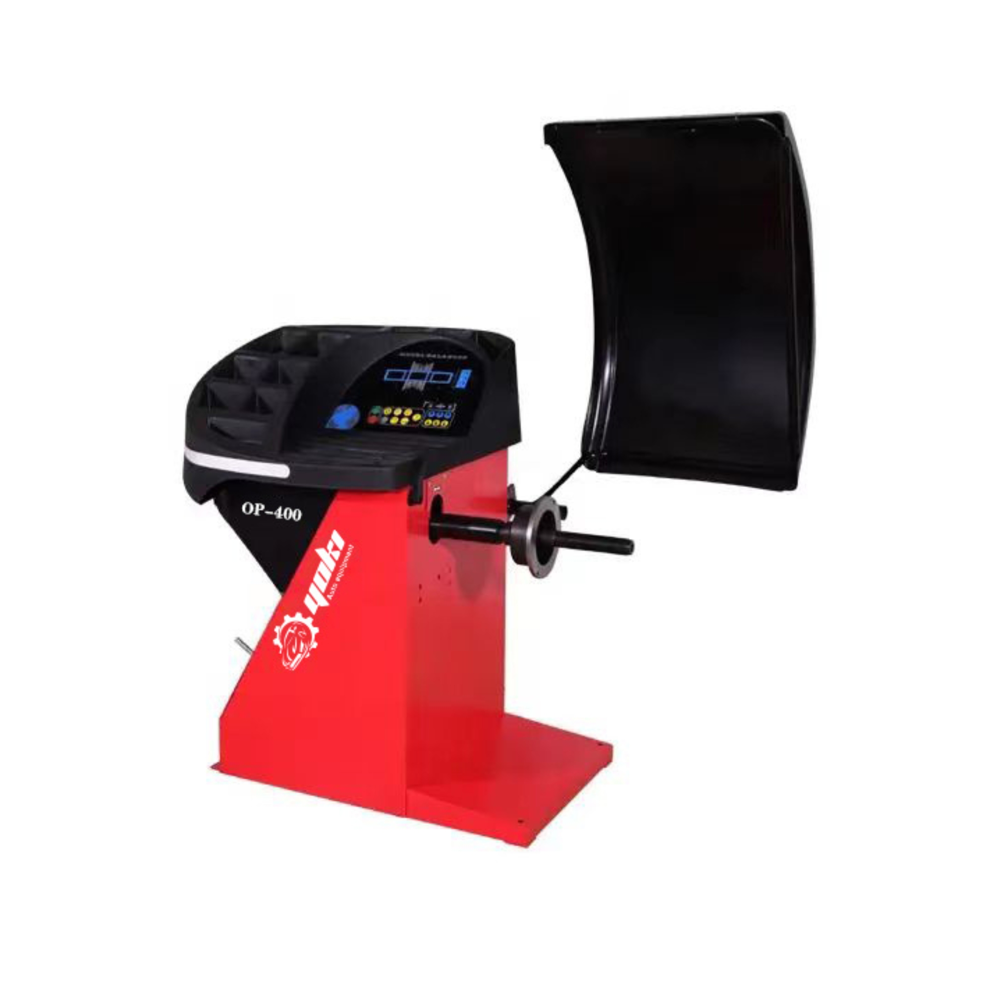 Semi automatic wheel balancer for everyday passenger vehicle wheel balancing in tyre and service workshops.