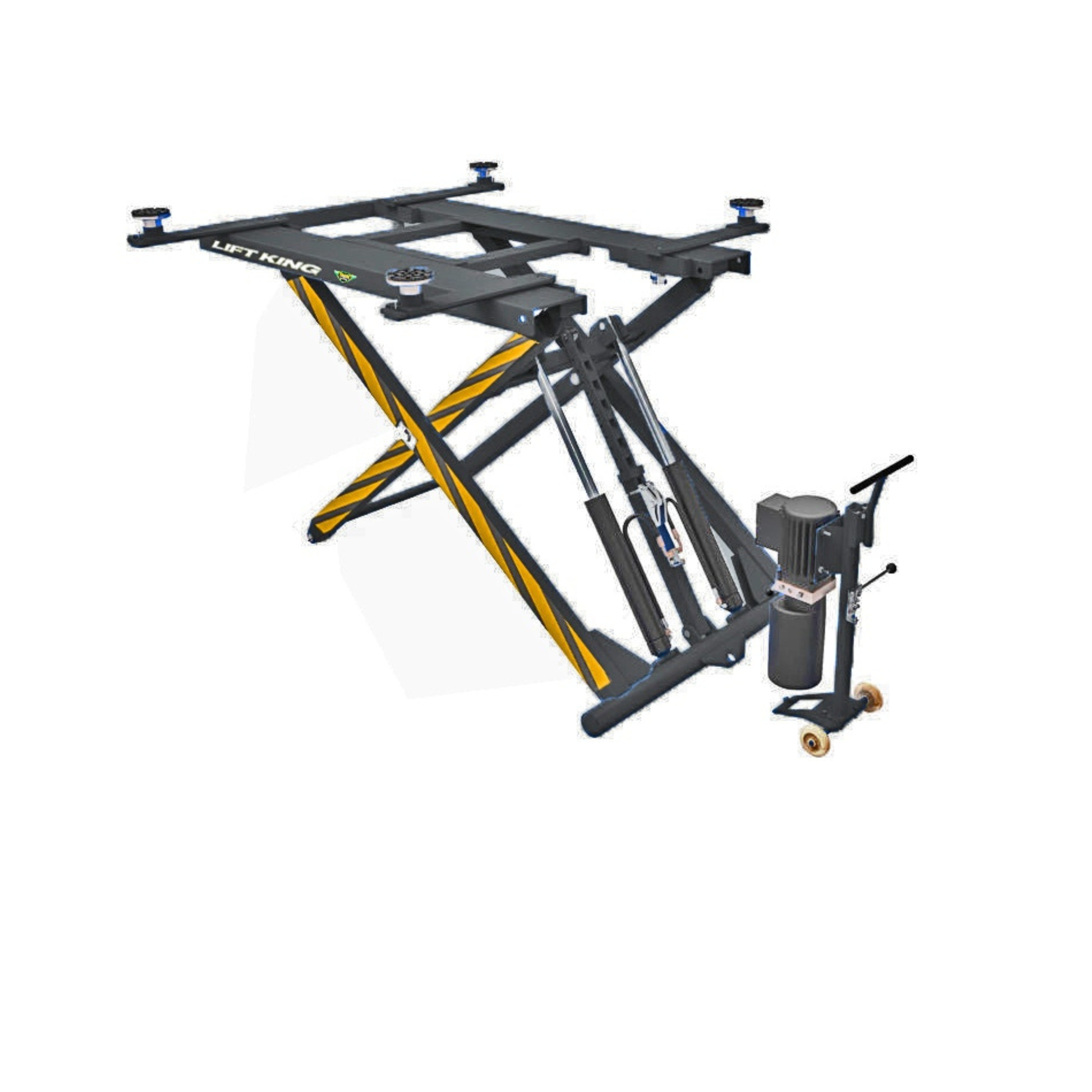 2.8T 1.3 metre mid-rise scissor lift for compact workshop service, tyre and brake applications.