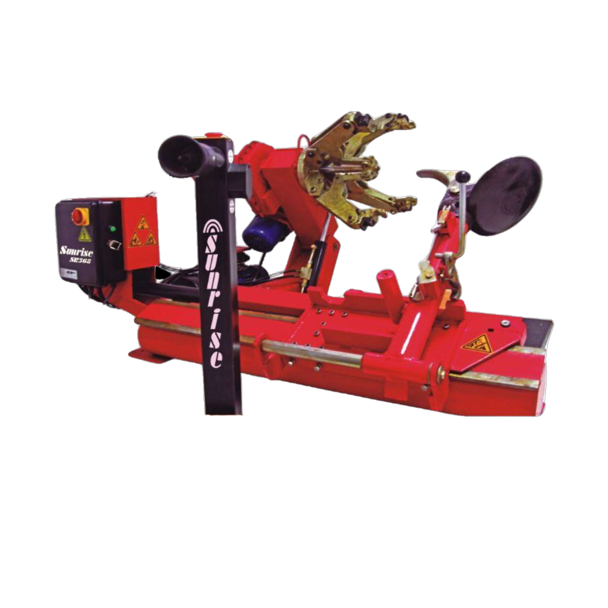 Truck tyre changer for heavy-duty commercial tyre service and workshop applications.