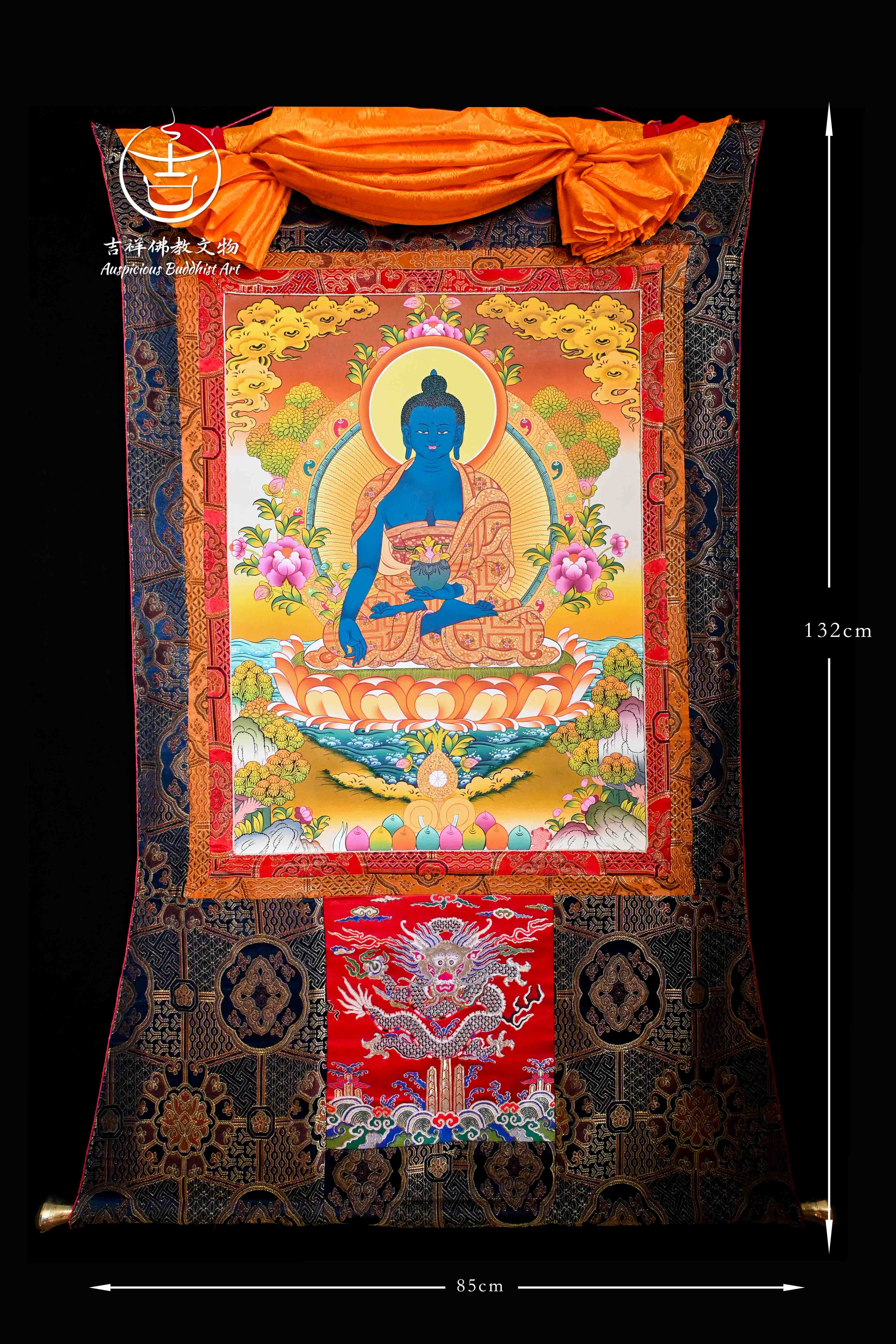 Premium Hand Painted Medicine Buddha Thangka Nepali Master Grade