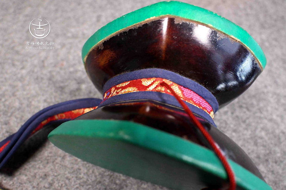 Thumbnail: Old Black Sandan Wood  Damaru Monk Used Ritual Item