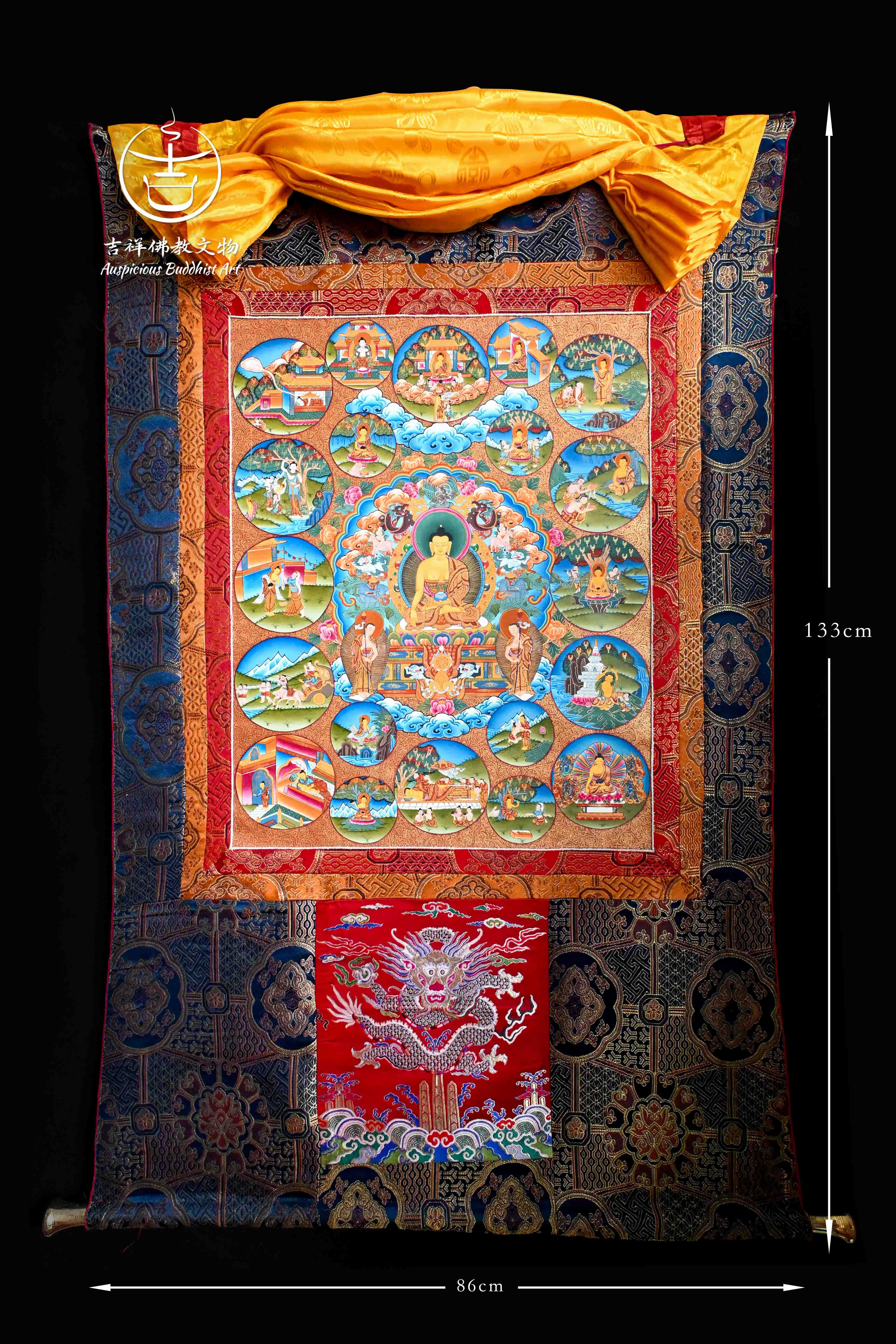 純手繪大師級唐卡【釋迦摩尼佛的一生】藏傳佛教佛堂裝飾掛畫