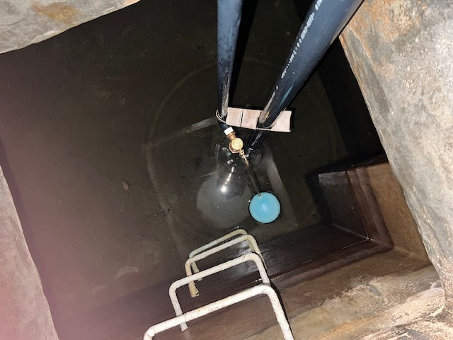 新しいボールタップの設置完了(消火水槽)