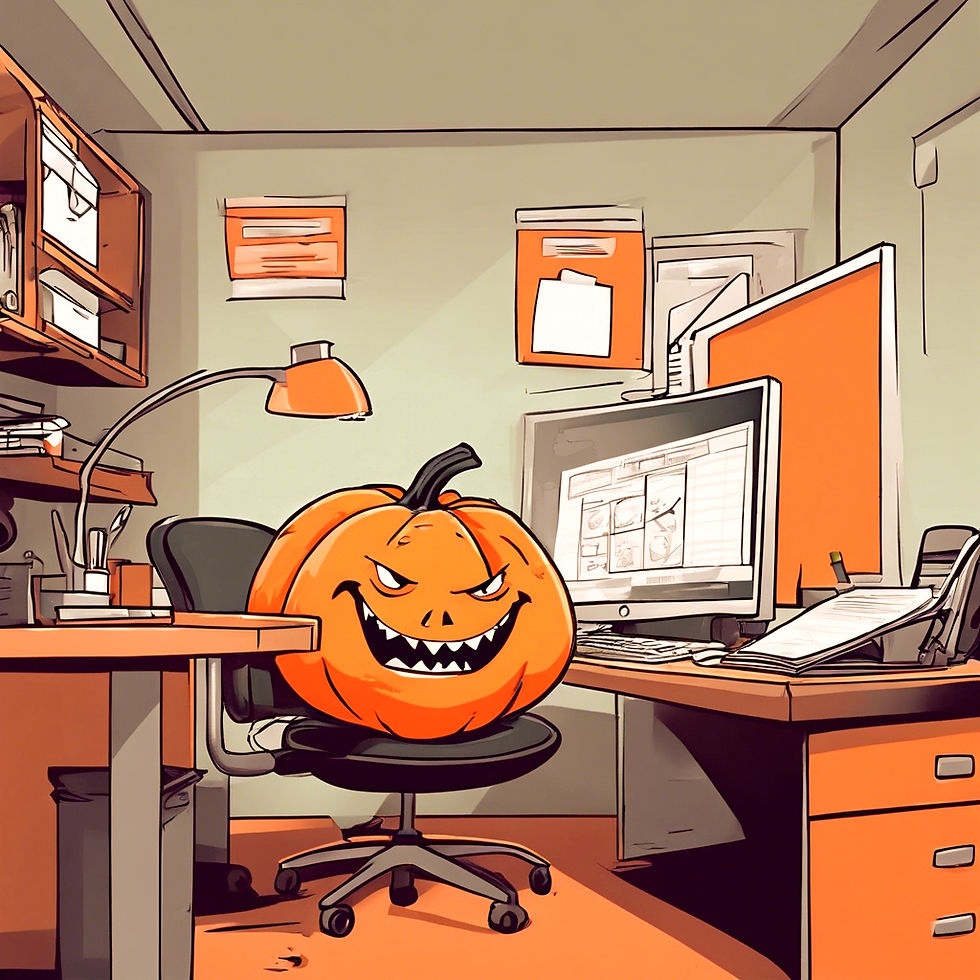 Scary pumpkin in a workstation, Sunday Scaries, work dread, job search, job advice, career advice, job seeker
