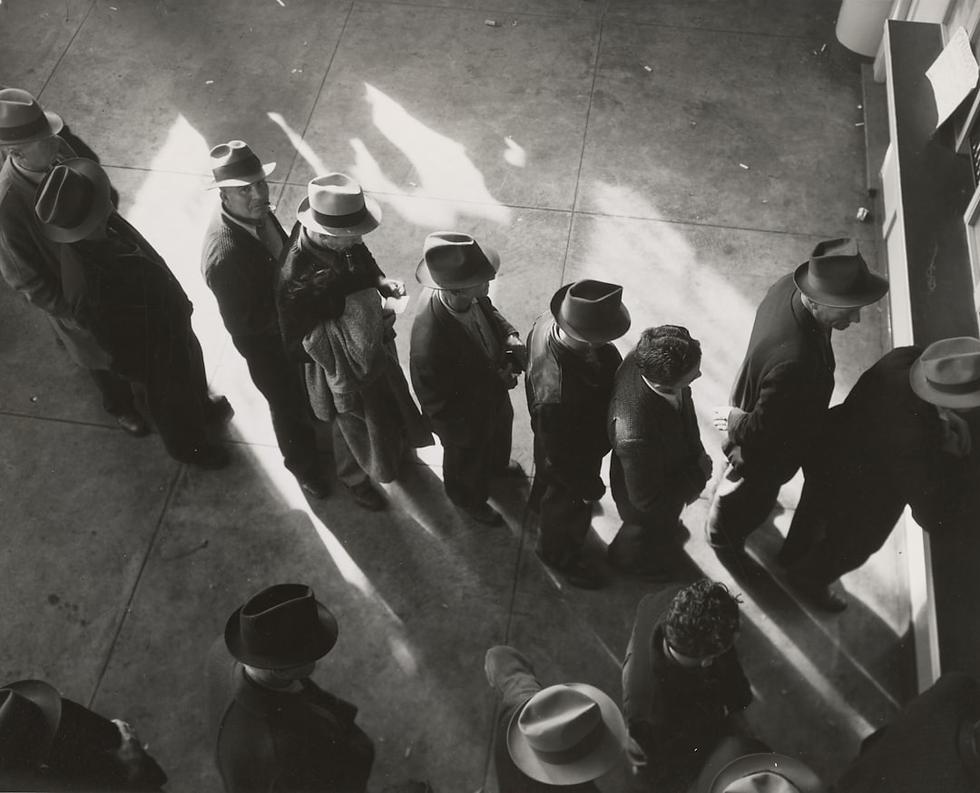 Depression era Americans out of work.