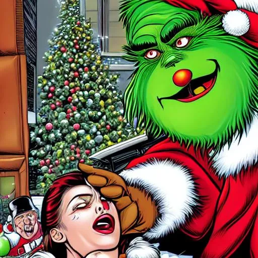 Grinch at a Christmas work party