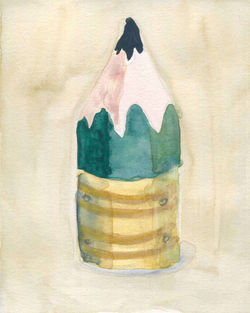 Down to the Nub; watercolour and graphite