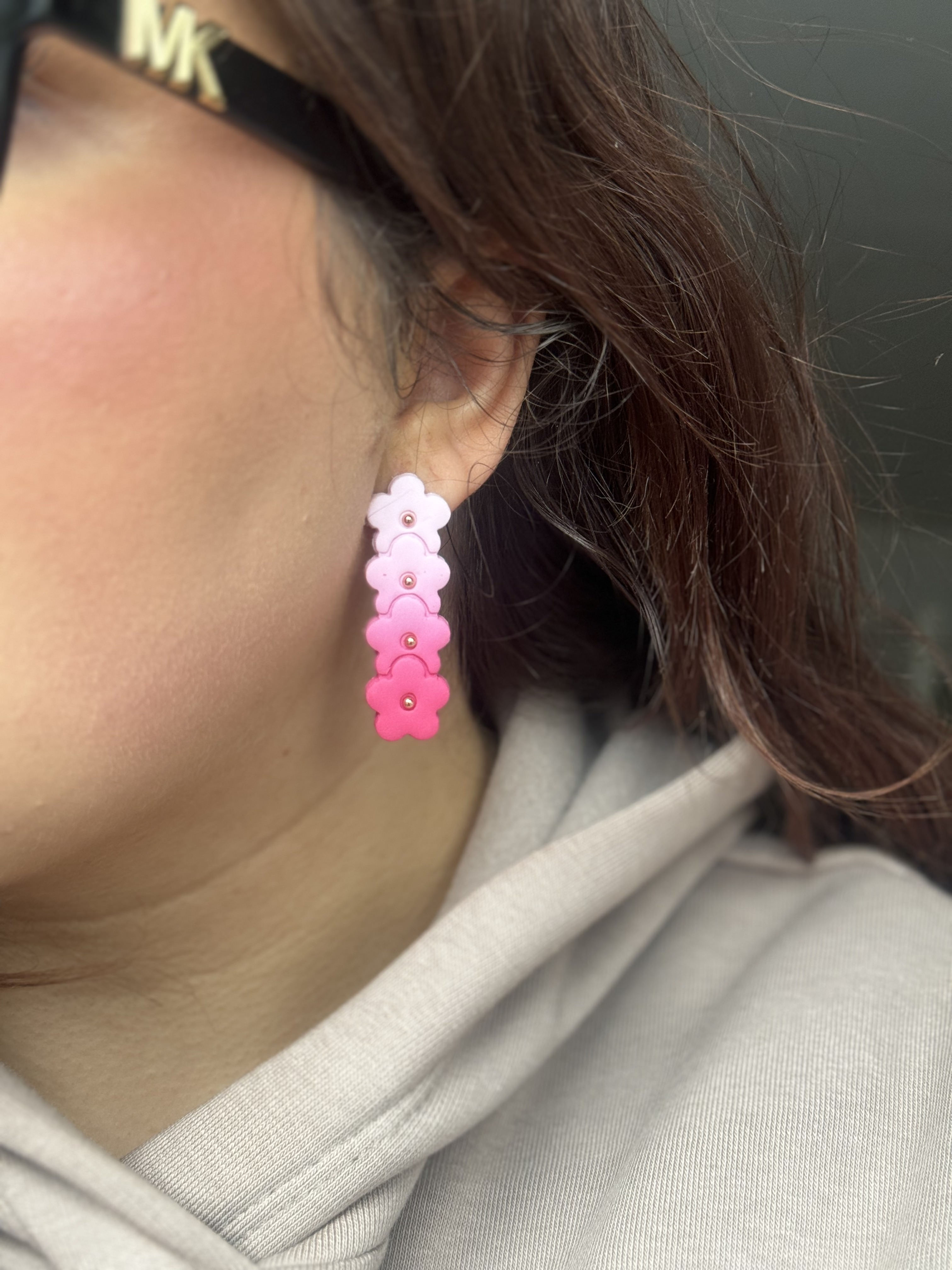 Pink Ombre Flower Earrings