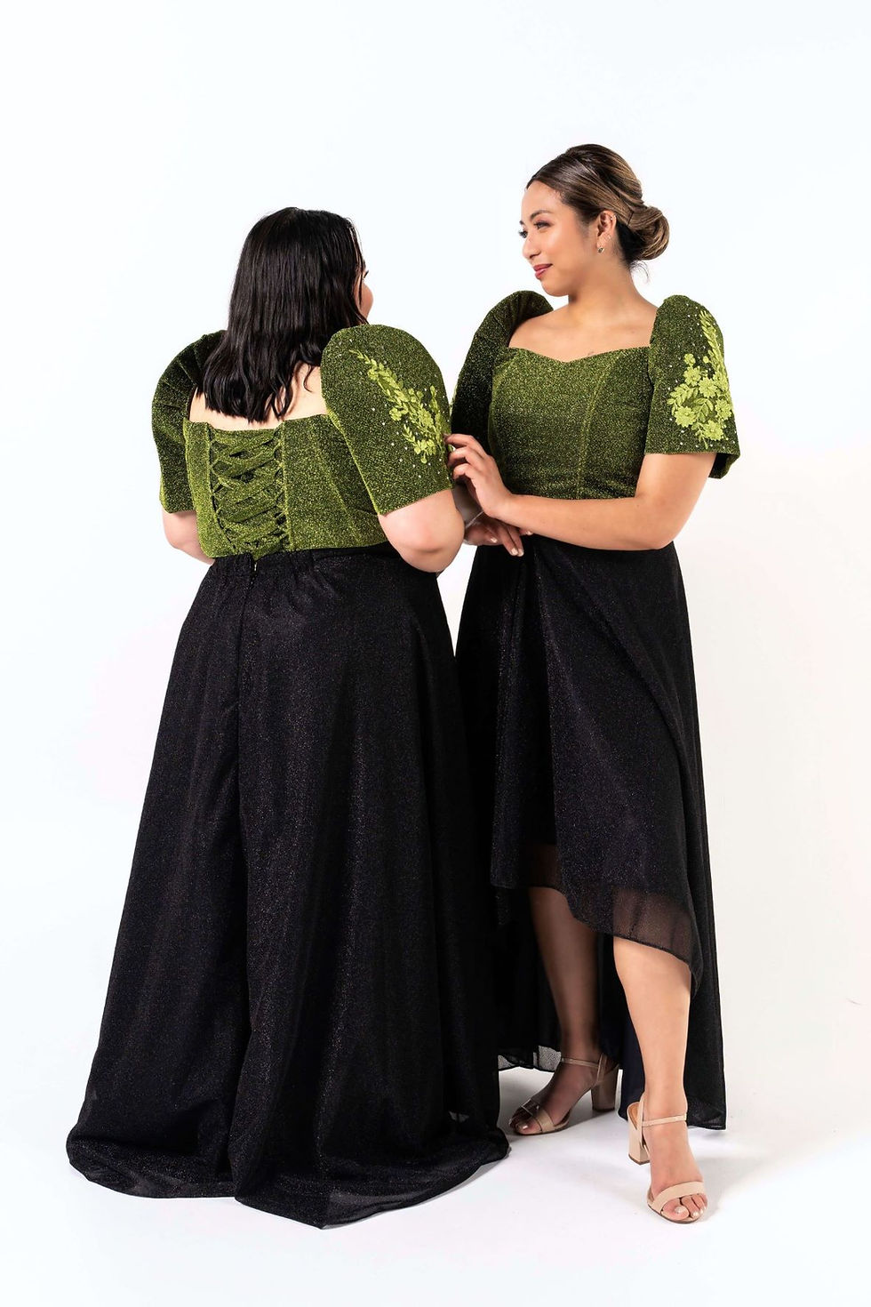 Thumbnail: Filipiniana gown top & skirt olive 4