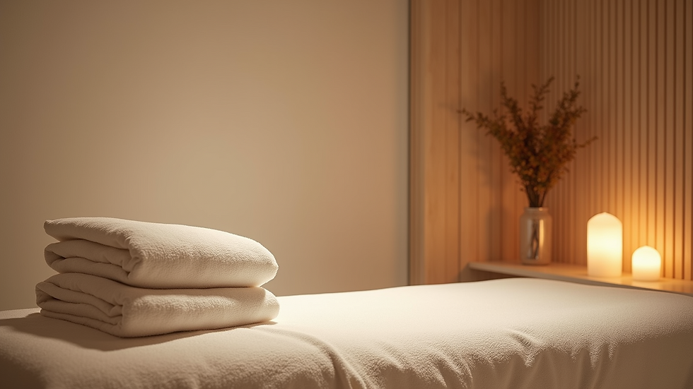 Eye-level view of a luxurious spa treatment room
