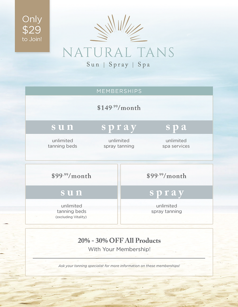Nautral Tans in Vacaville, CA Sun, Spray & Spa Memberships