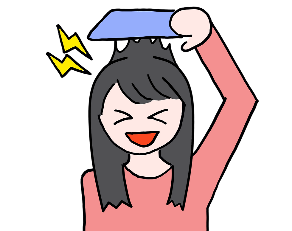 静電気で遊ぶ女性