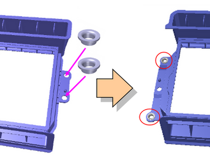 Reduction of insert collar press-fit defects using a luring pin