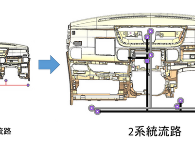 ホットランナー２色系統流路設定②