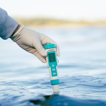 Handheld sensor collecting water quality readings for water data management