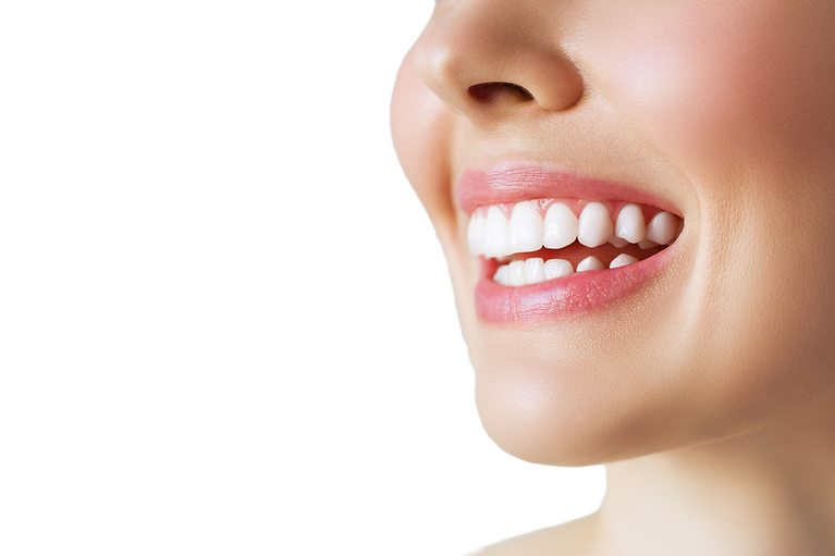 Perfect healthy teeth smile of a young woman. Teeth whitening. Dental clinic patient. Imag