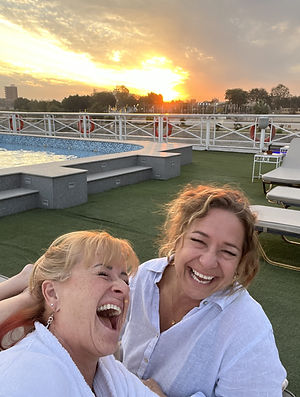 Creators of Board Besties, Kathi and Sharon, owners of Board Besties, enjoying their time together
