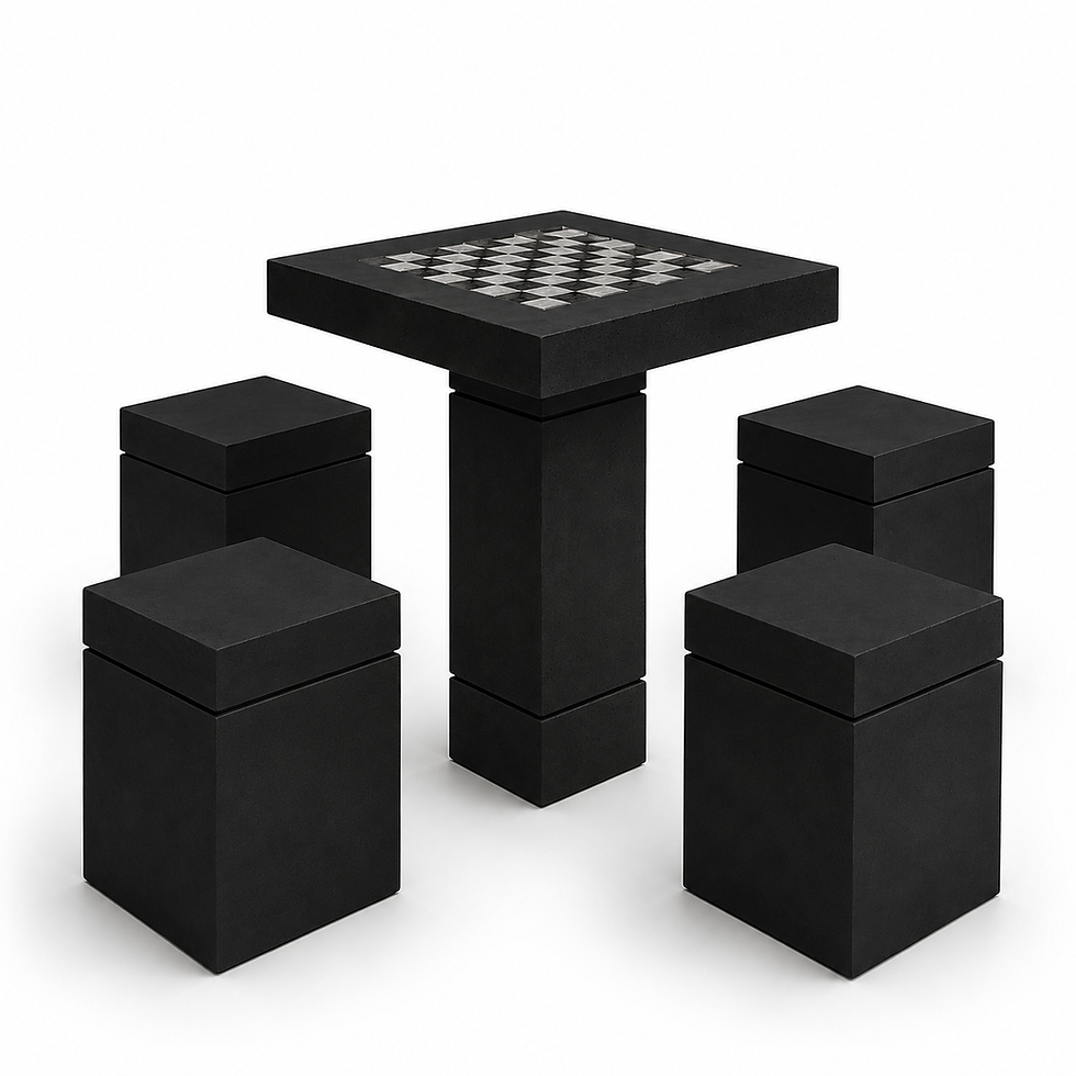 Miniatura: Mesa Mili lisa/ajedrez con 4 bancos
