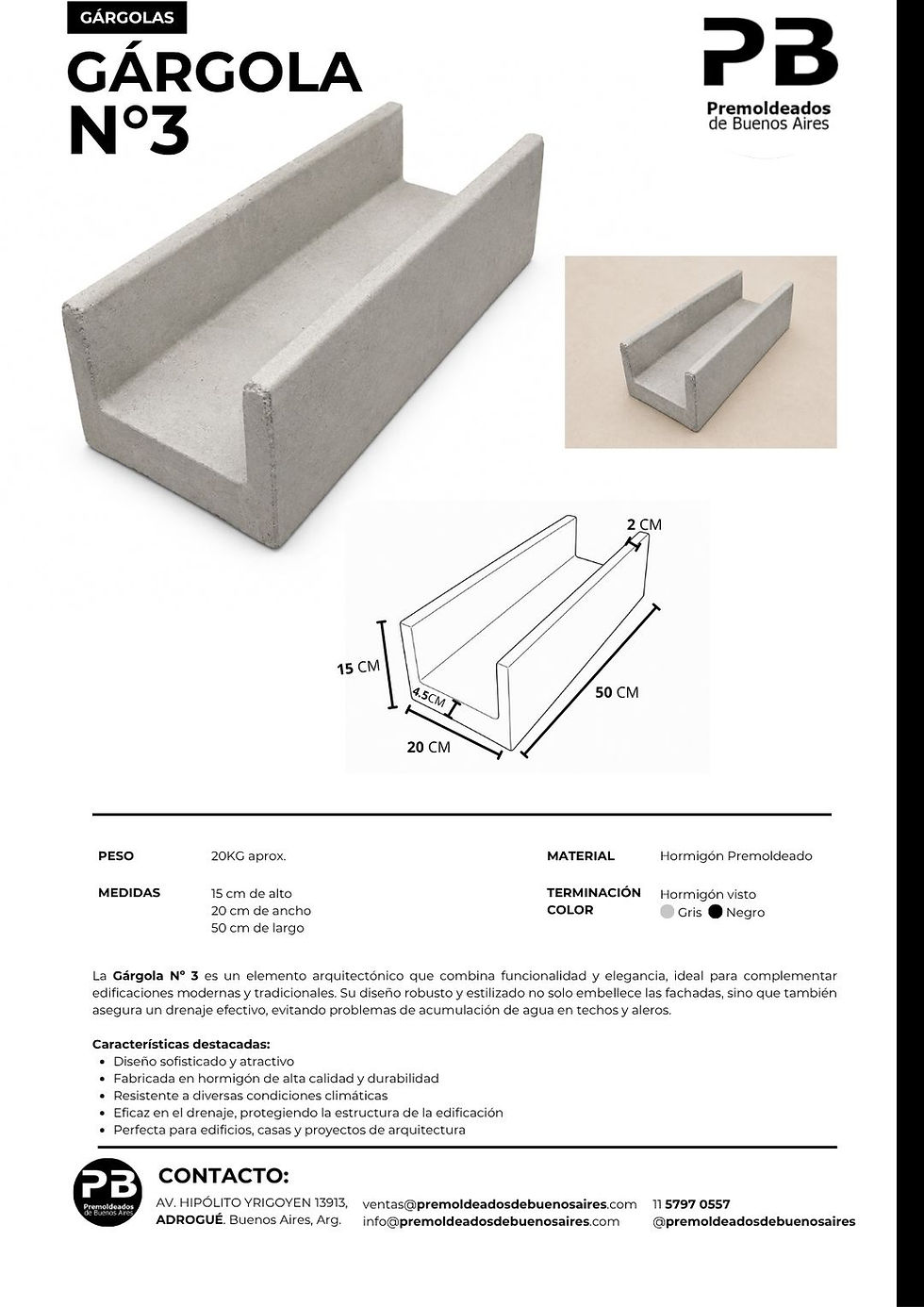 Miniatura: Gargola nº3 - 15 x 20 x 50cm