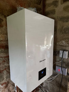 Brand new boiler installed in a cellar